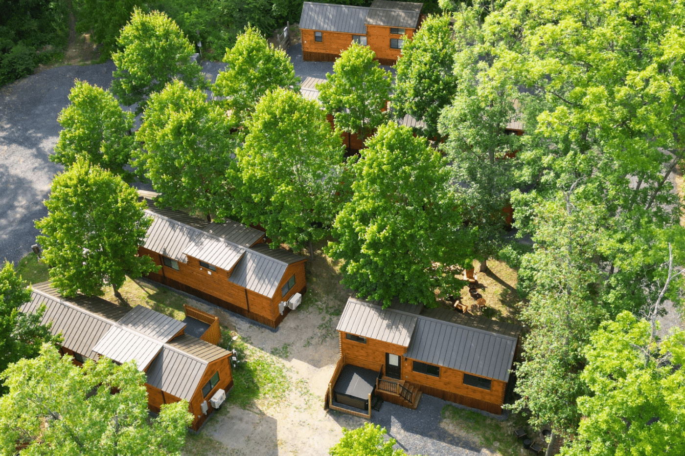 log cabin tiny homes built by Zook Cabins at Bellfonte campground