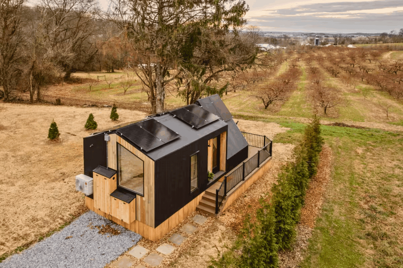 overview or aframe park model tiny home in Gap pa built and designed by Zook Cabins