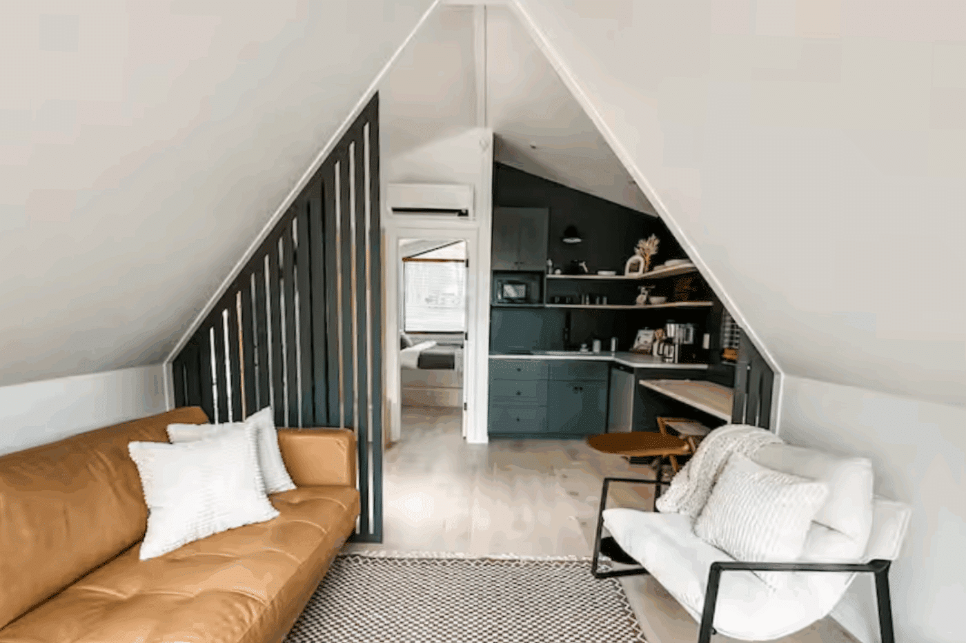 A frame park model tiny home in Harrison Arkansas common area built by Zook Cabins