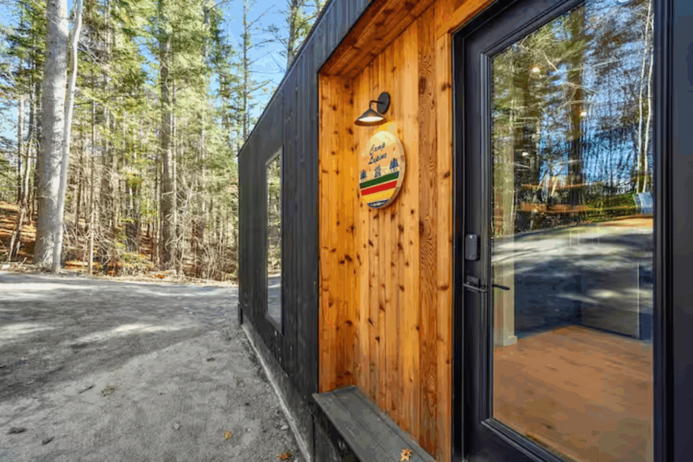 A frame park mode tiny home in Wiscasset Maine built and designed by Zook Cabins