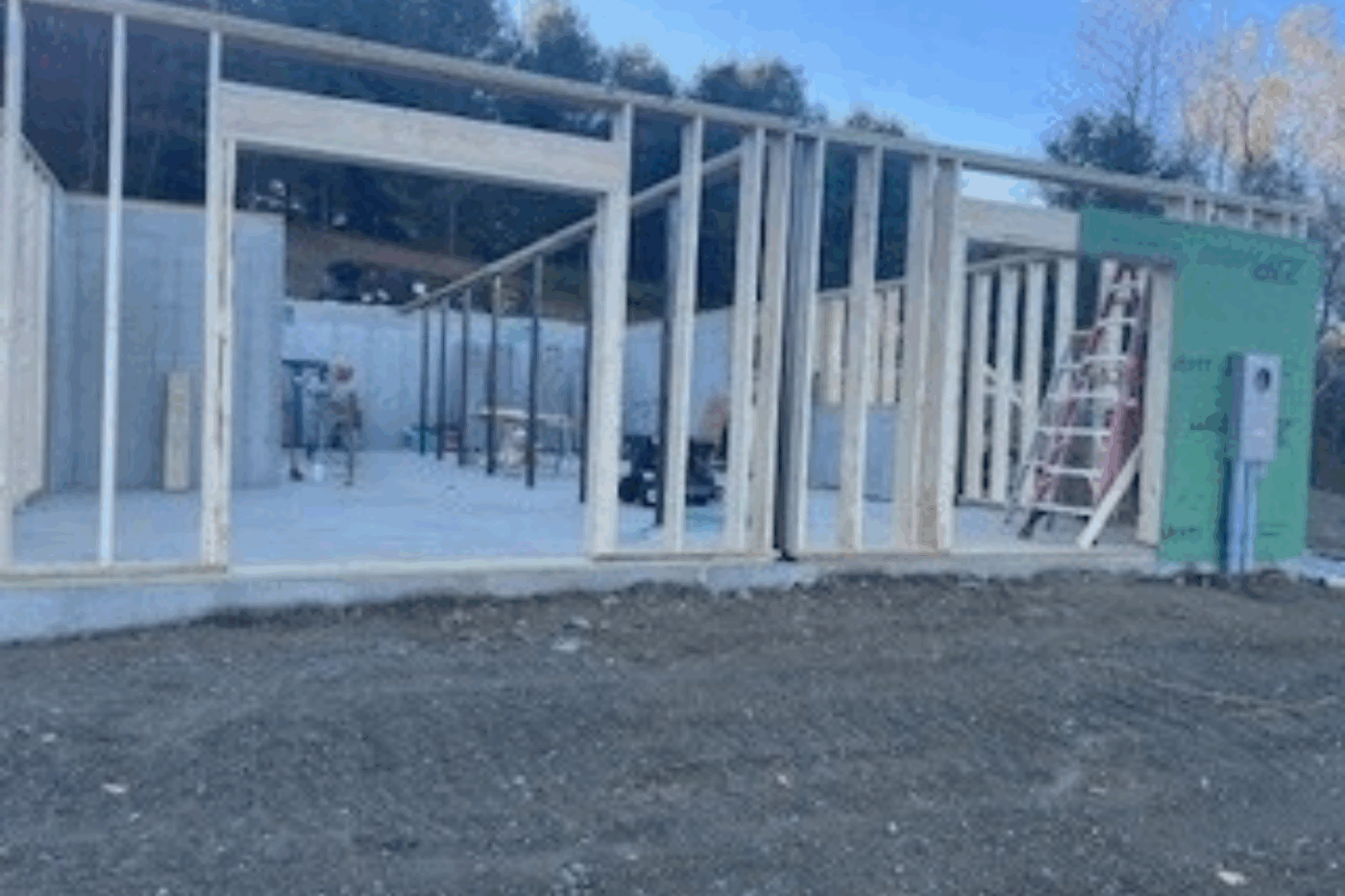 2 car garage foundation of A frame Modular home in Pawlet Vermont