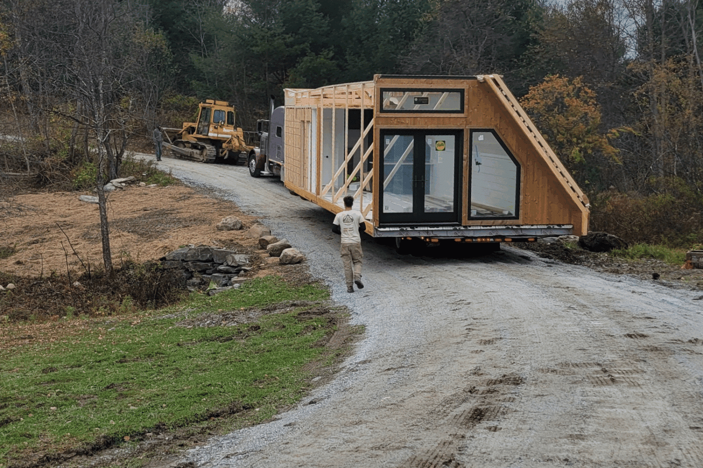 Delivery of A Frame Peak Modular Home to Pawlet VT