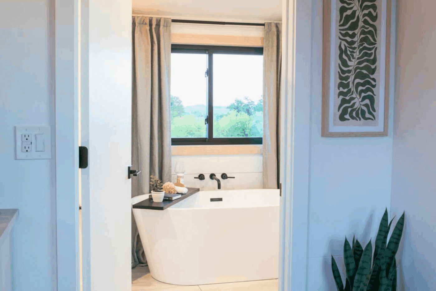 soaking tub in A frame park model tiny home in memphis missouri built and designed by Zook Cabins