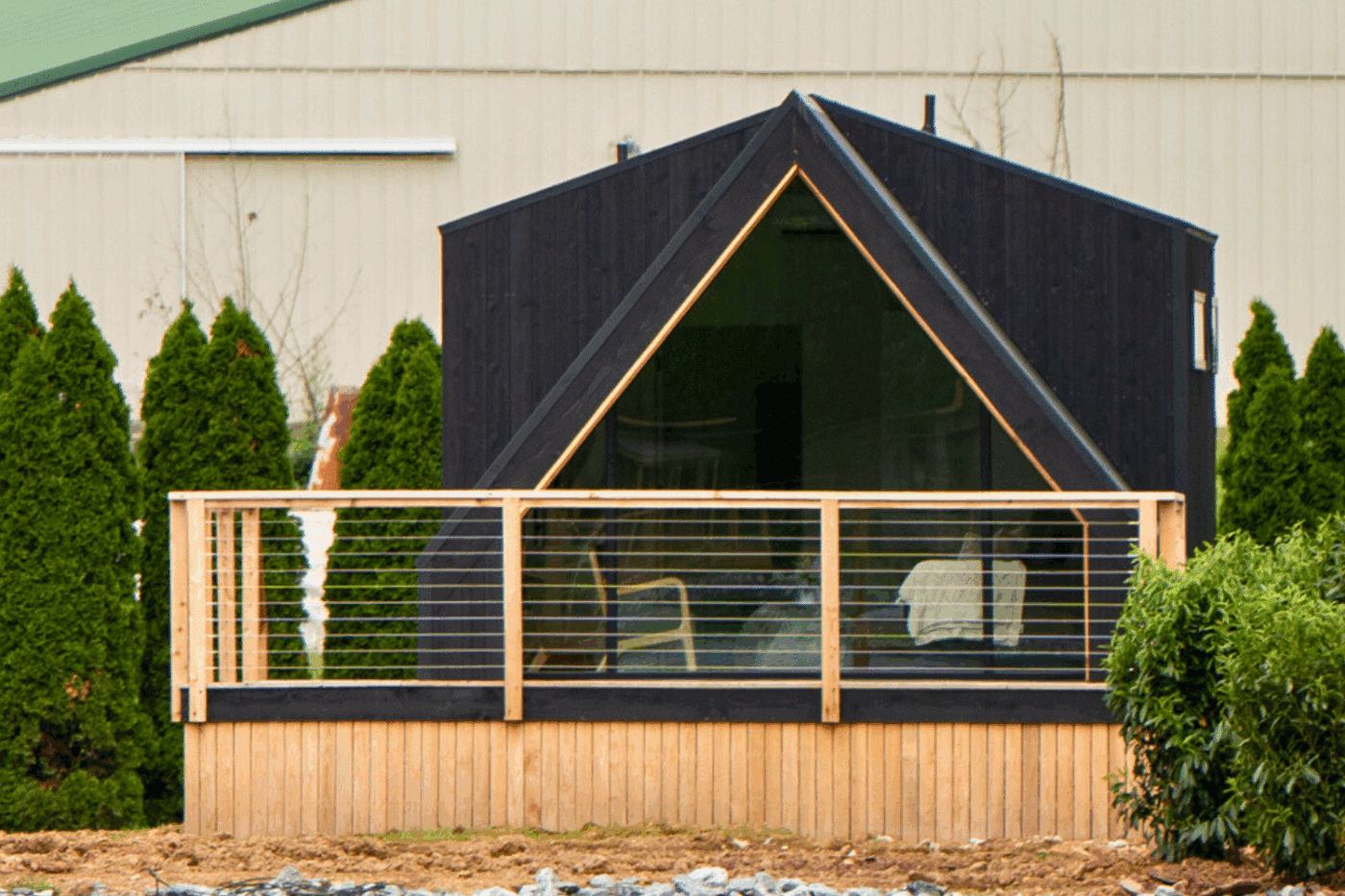 A Frame Studio park model tiny home built and designed by Zook Cabins at Red Run Resort site 138 located in New Holland Pa