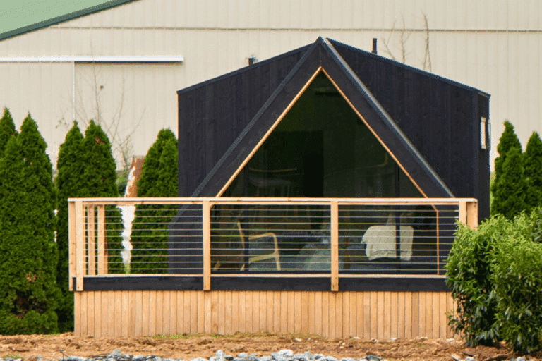 A Frame Studio park model tiny home built and designed by Zook Cabins at Red Run Resort site 138 located in New Holland Pa