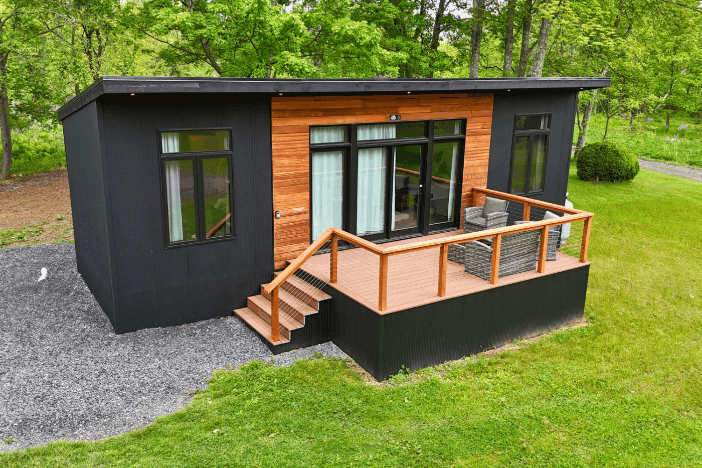 Alpine park model tiny home in Milroy Pa built and designed by Zook Cabins