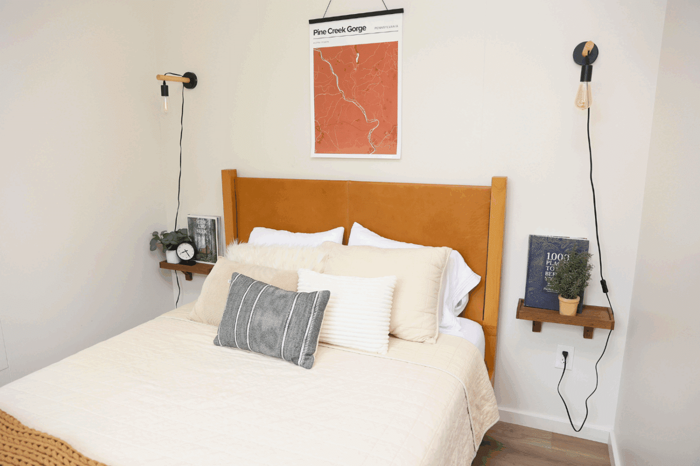 bedroom of Alpine park model tiny home at the hartman center built and designed by Zook Cabins