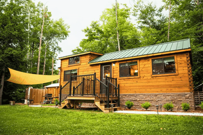 Pinecrest park model tiny home built and designed by Zook Cabins in Bath NH