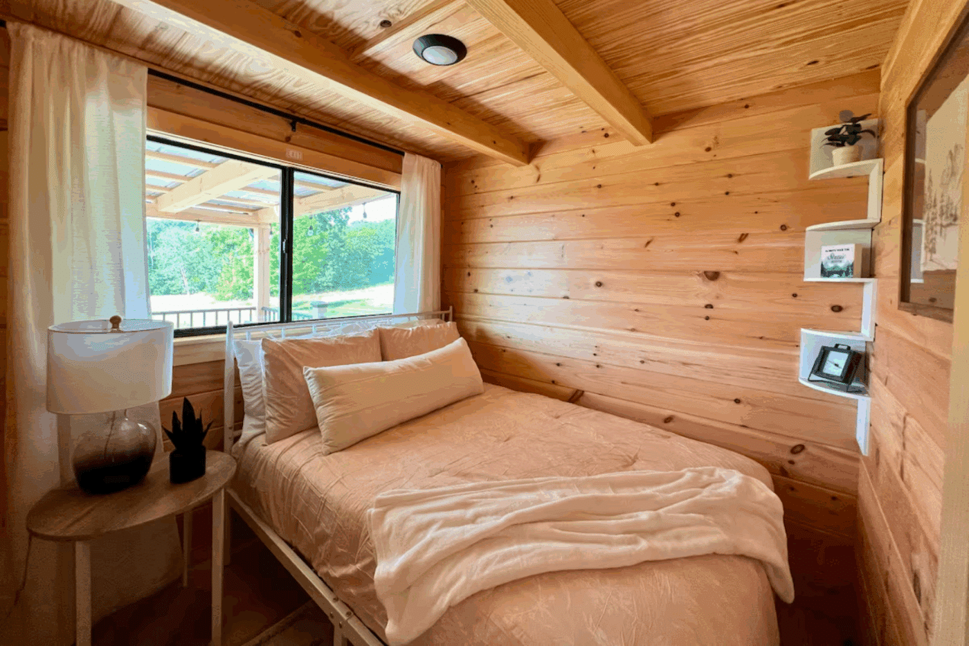 Second bedroom in Pinecrest Park Model tiny home in fallen timber pa built and designed by Zook Cabins