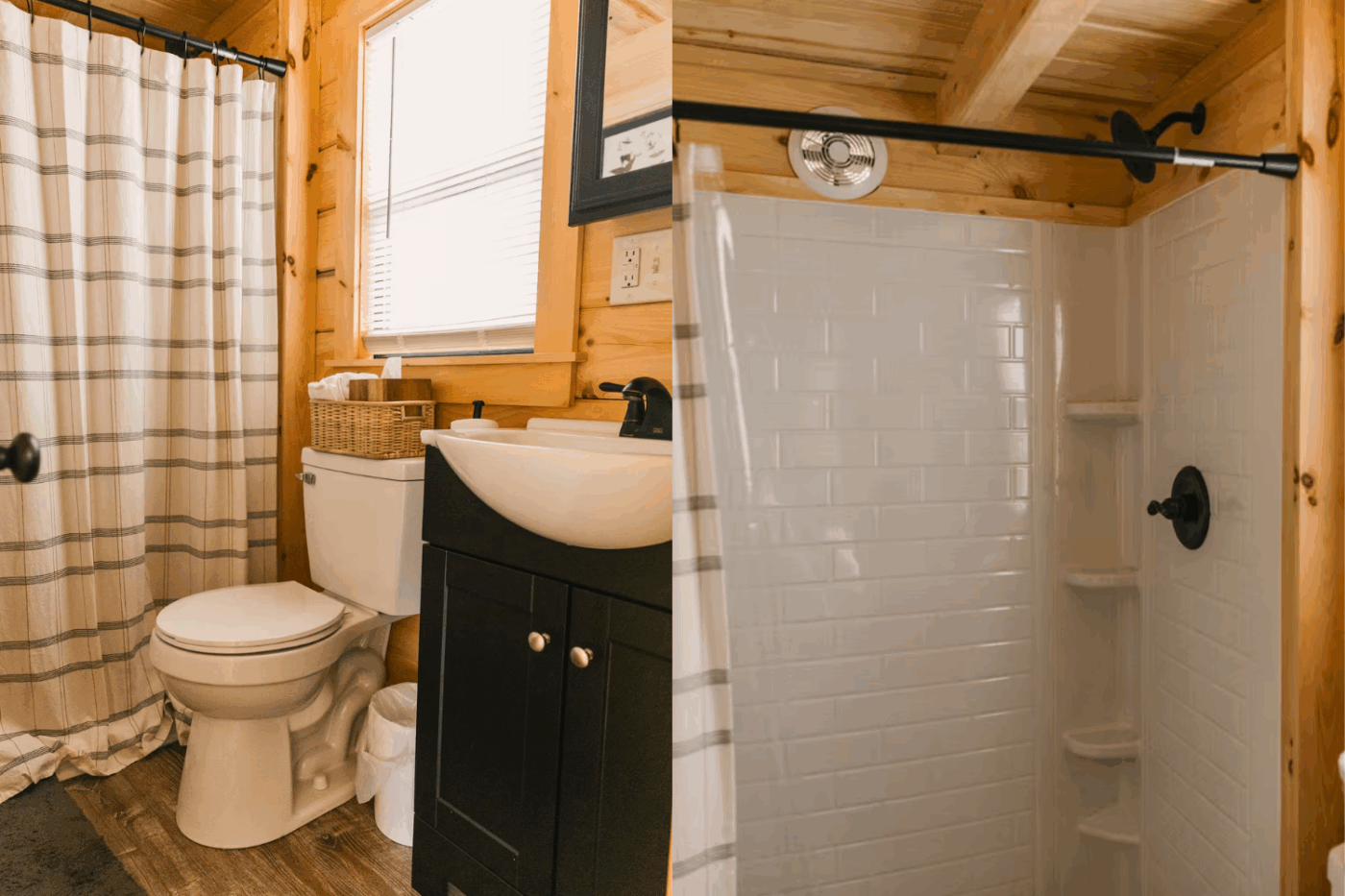 bathroom in Pinecrest park model built and designed by Zook Cabins at Somerset Resort