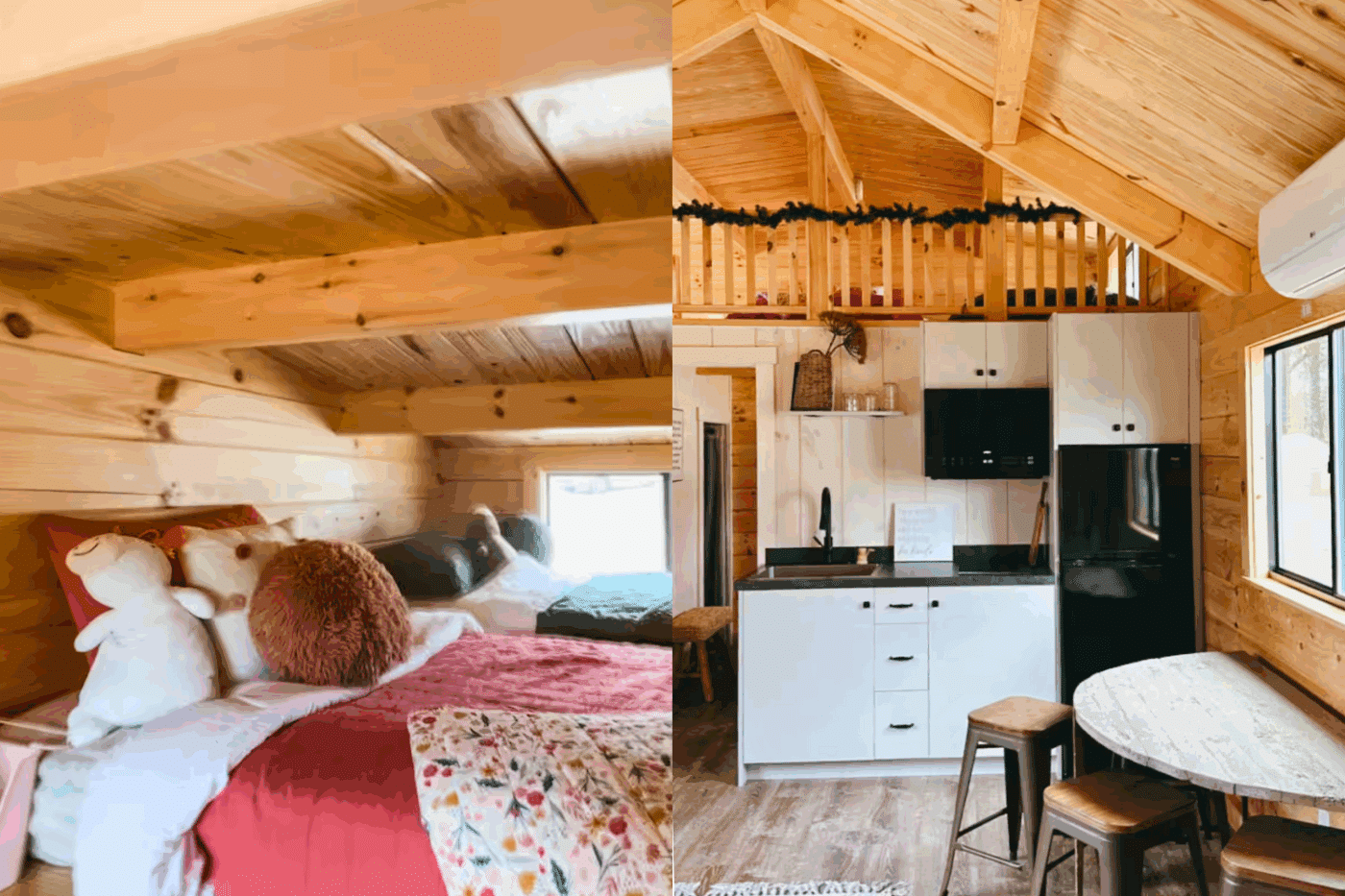 loft with 2 twin bed in Pinecrest park model tiny home in Harrison Arkansas built and designe dby Zook Cabins