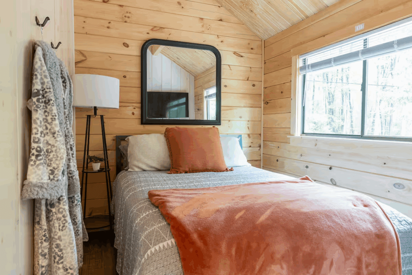Secondary bedroom with double bed in Spring mills Pa designed and built by Zook Cabins