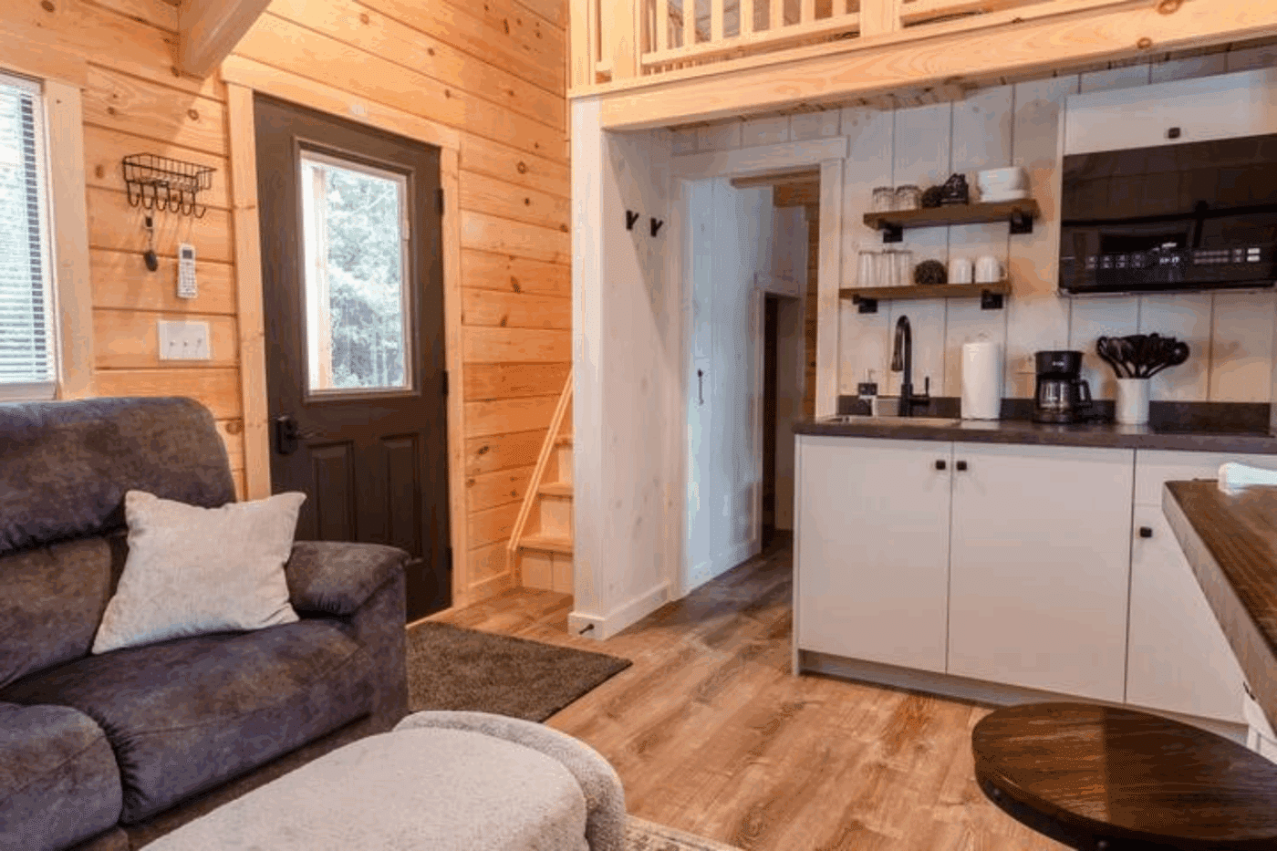 park model tiny home in spring mills pa The Zook Cabins log Pinecrest kitchen area