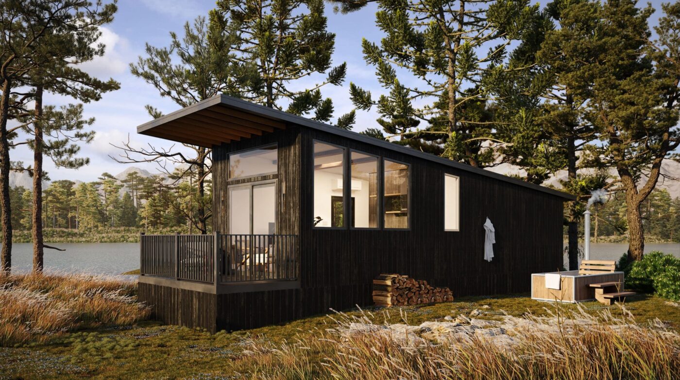 park model tiny home in idaho with porch