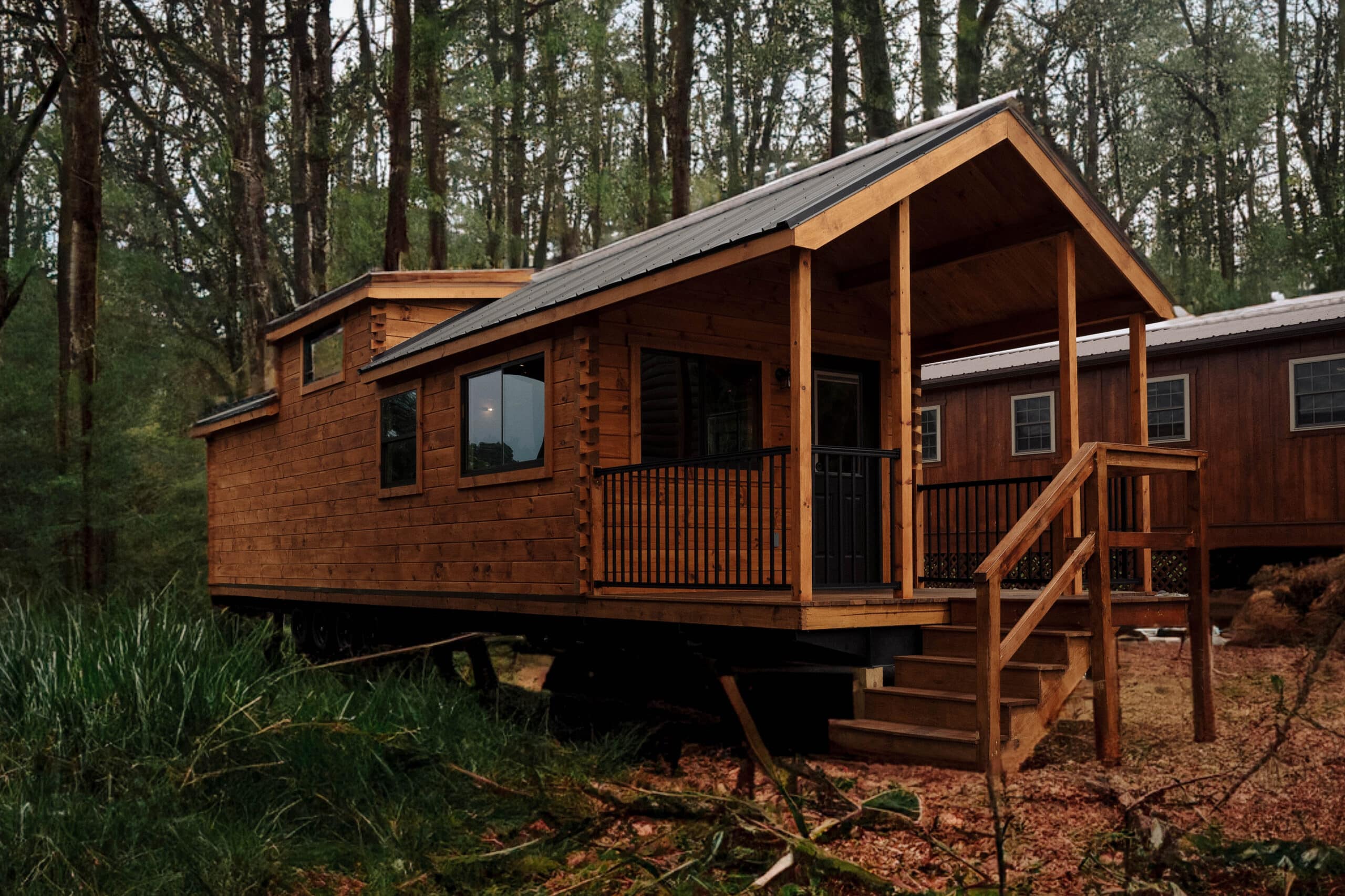 the aspen tiny home in Michigan in a forest