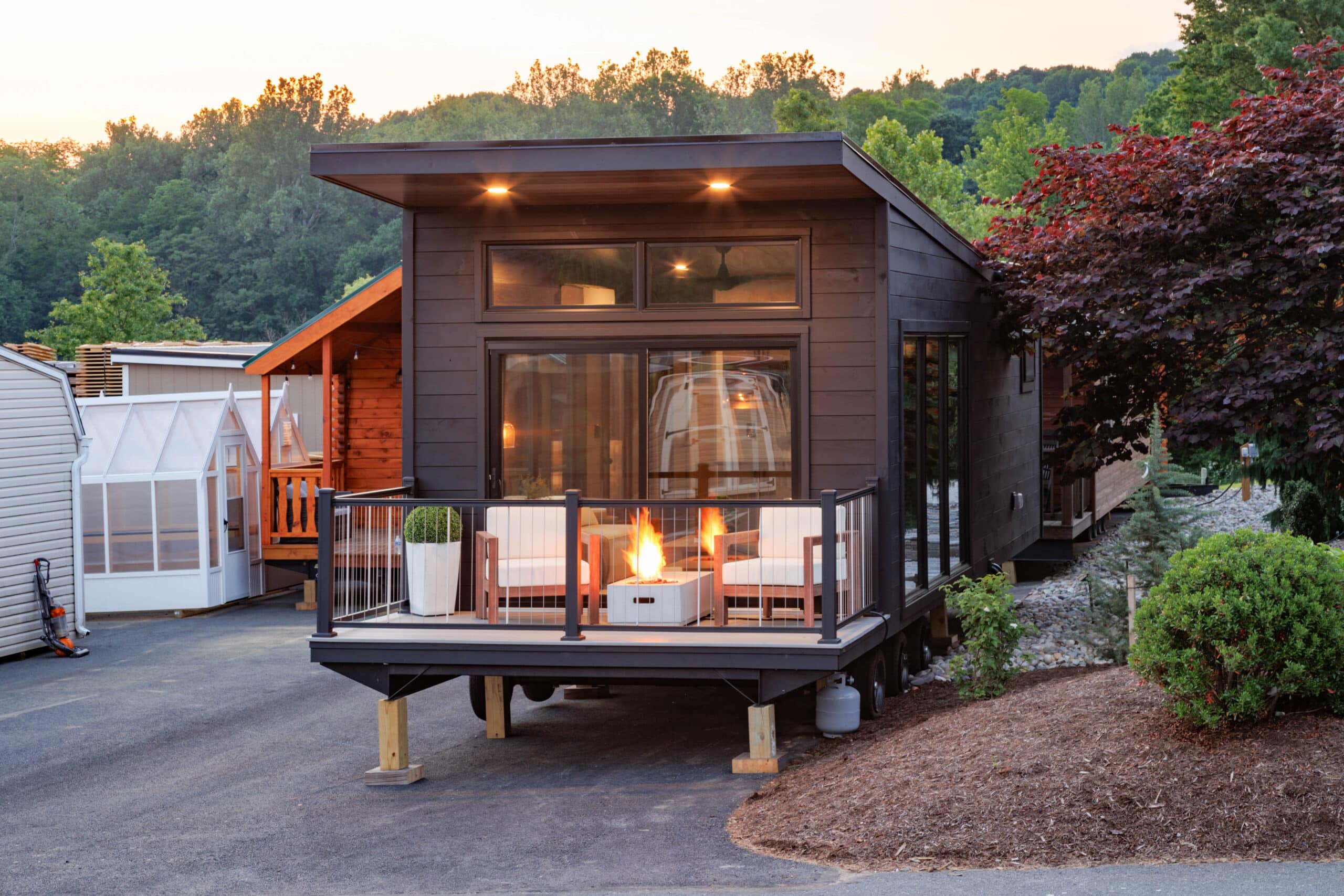 the rockland park model home is parked on a road in South Carolina