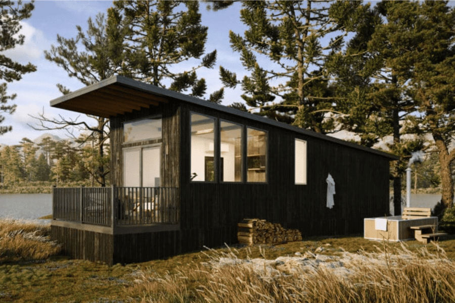 wooden ADU in Washington woods
