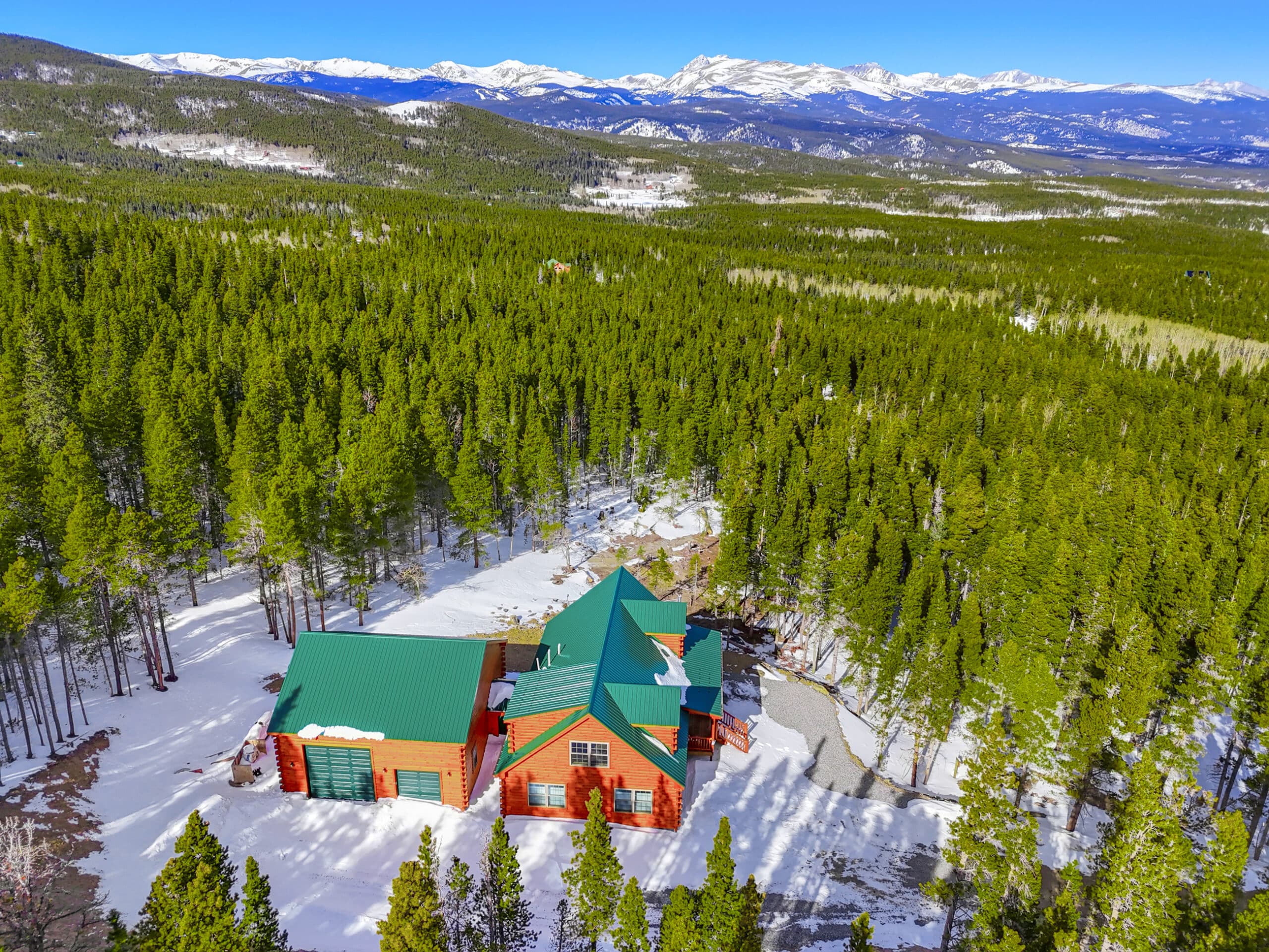 glacier log cabin in Massachusetts drone camera
