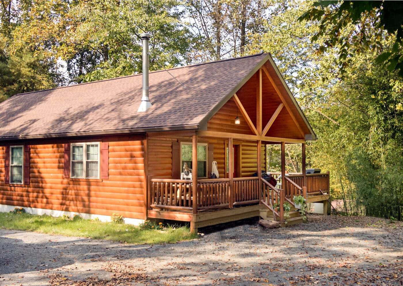 Log Cabin Home in Ohio porch