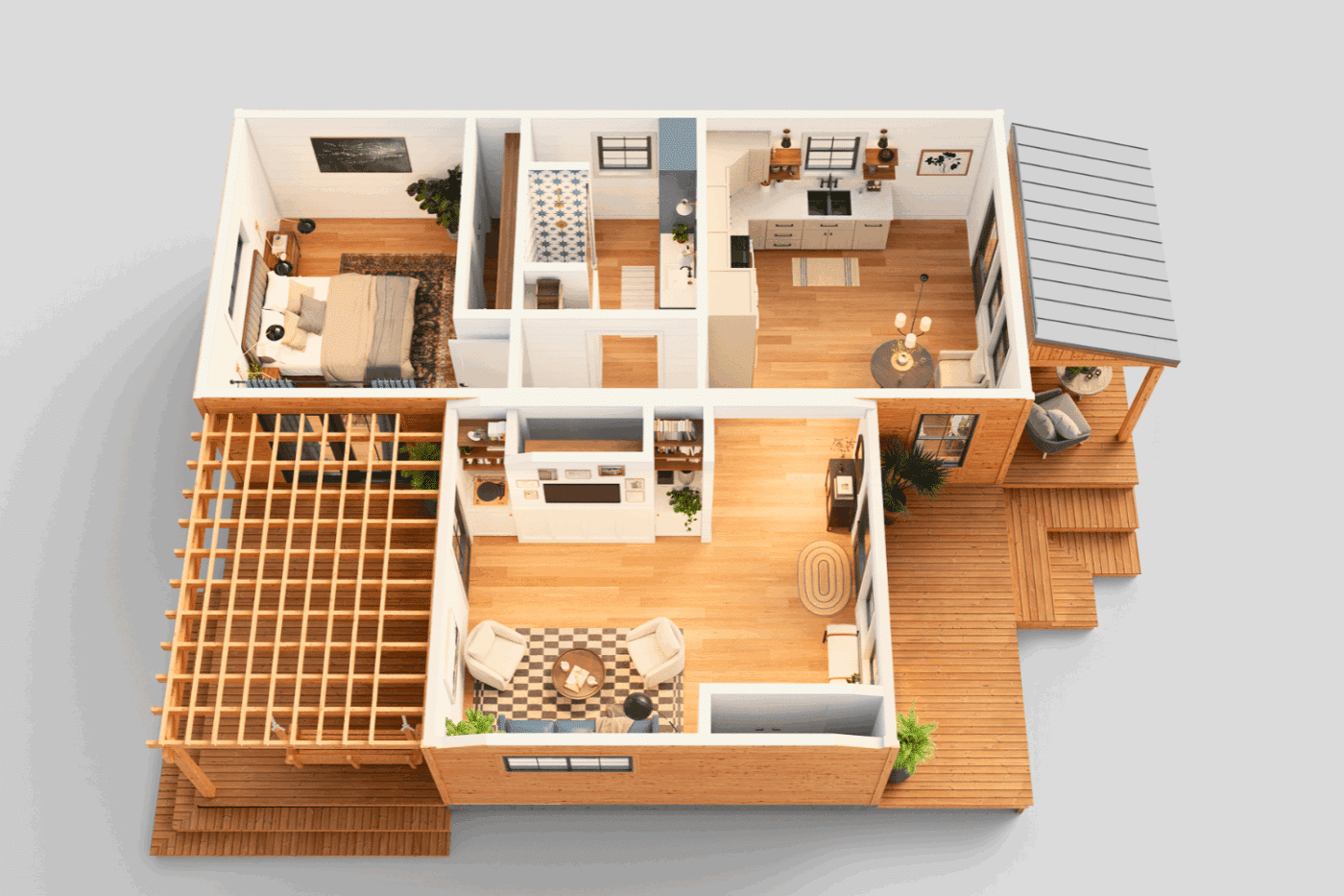 Comfortable ADU guest house created by functional layout