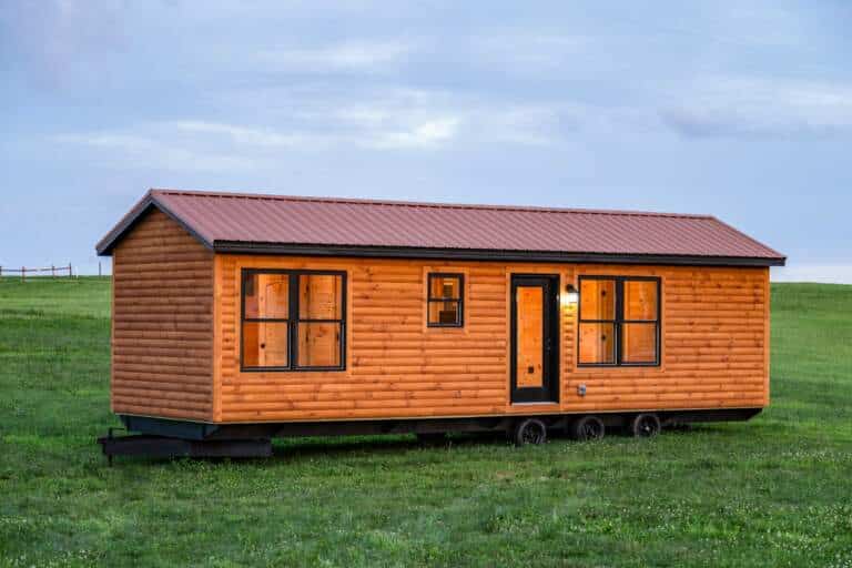 Park model log cabin tiny home