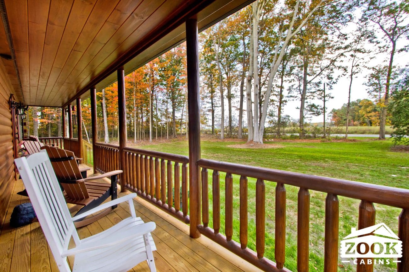 Log Cabins with a porch view