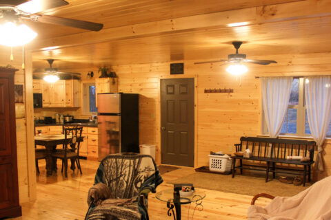 2 story log cabin kitchen