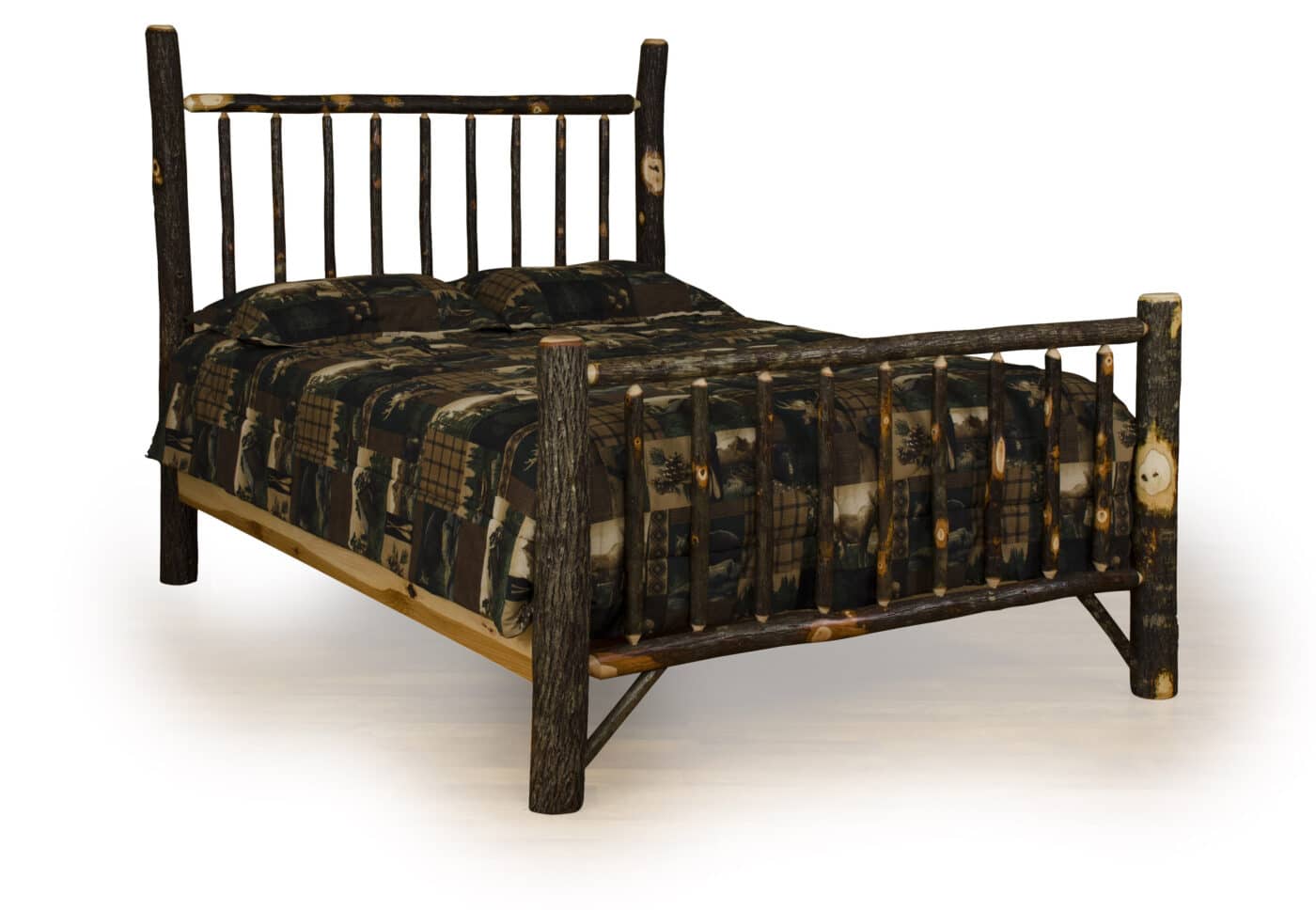 mission bed cabin hickory wood bedroom furniture