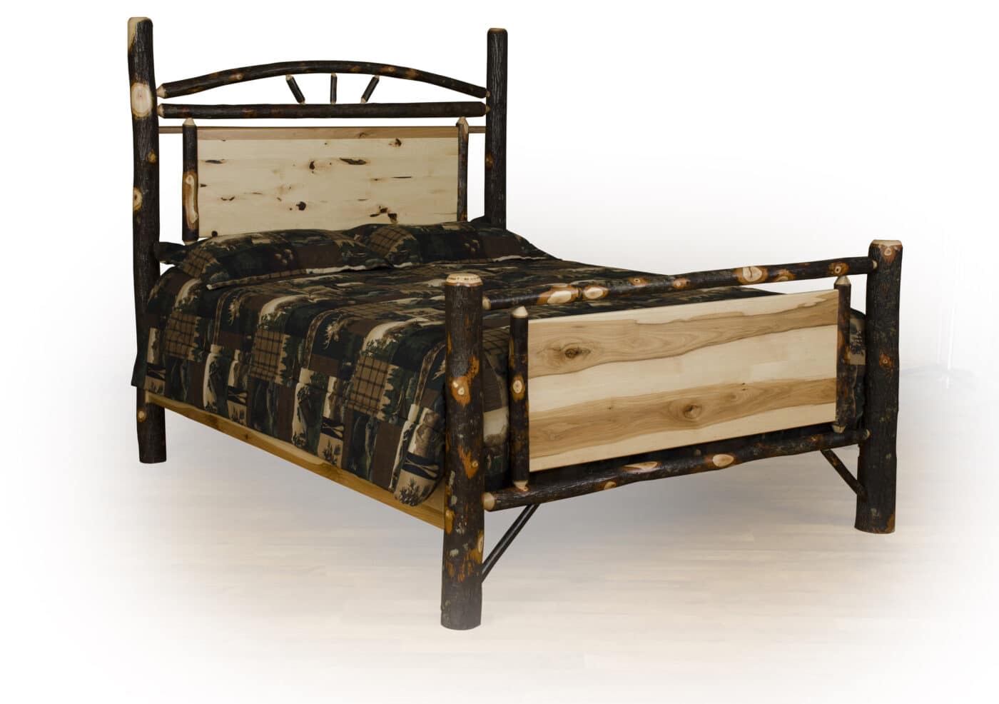 panel bed cabin hickory wood bedroom furniture