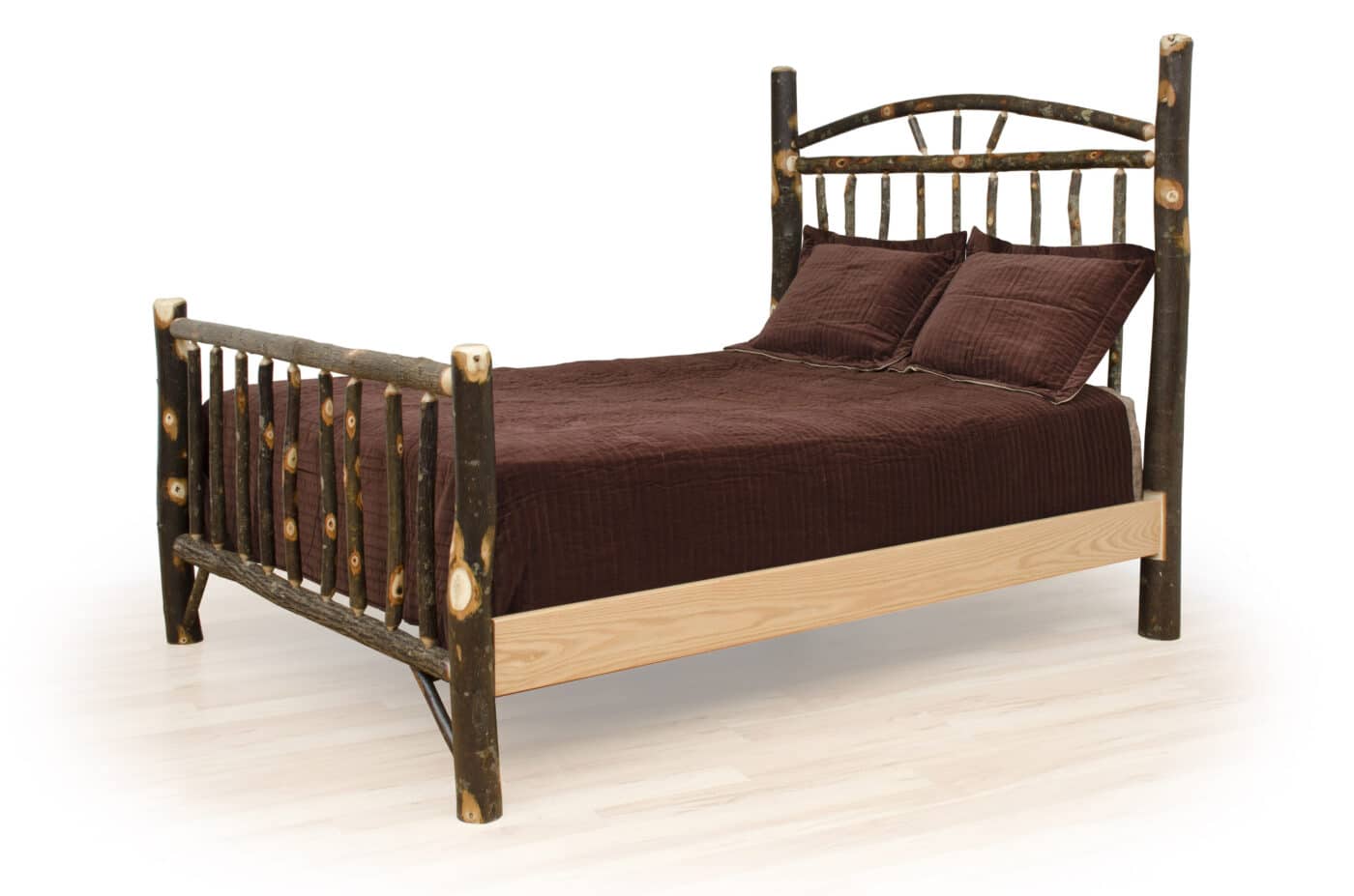 wagon wheel bed cabin hickory wood bedroom furniture