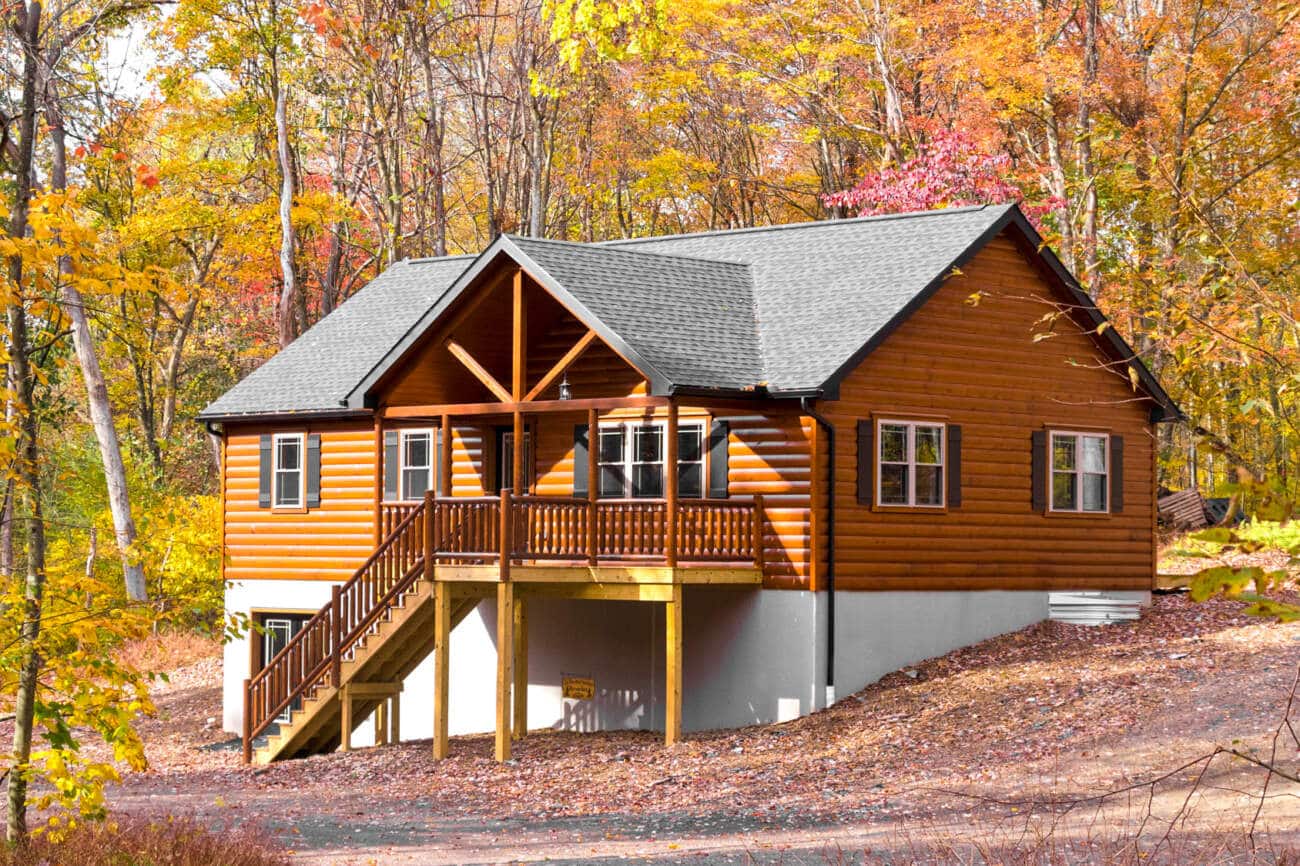 a log cabin model for sale in New Jersey built and delivered by a NJ prefab log cabin builder