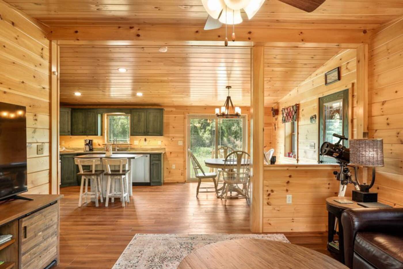 interior of a log cabin model for sale in New York