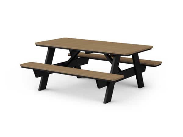 3x6 Picnic Table with Attached Seats Poly Outdoor Furniture