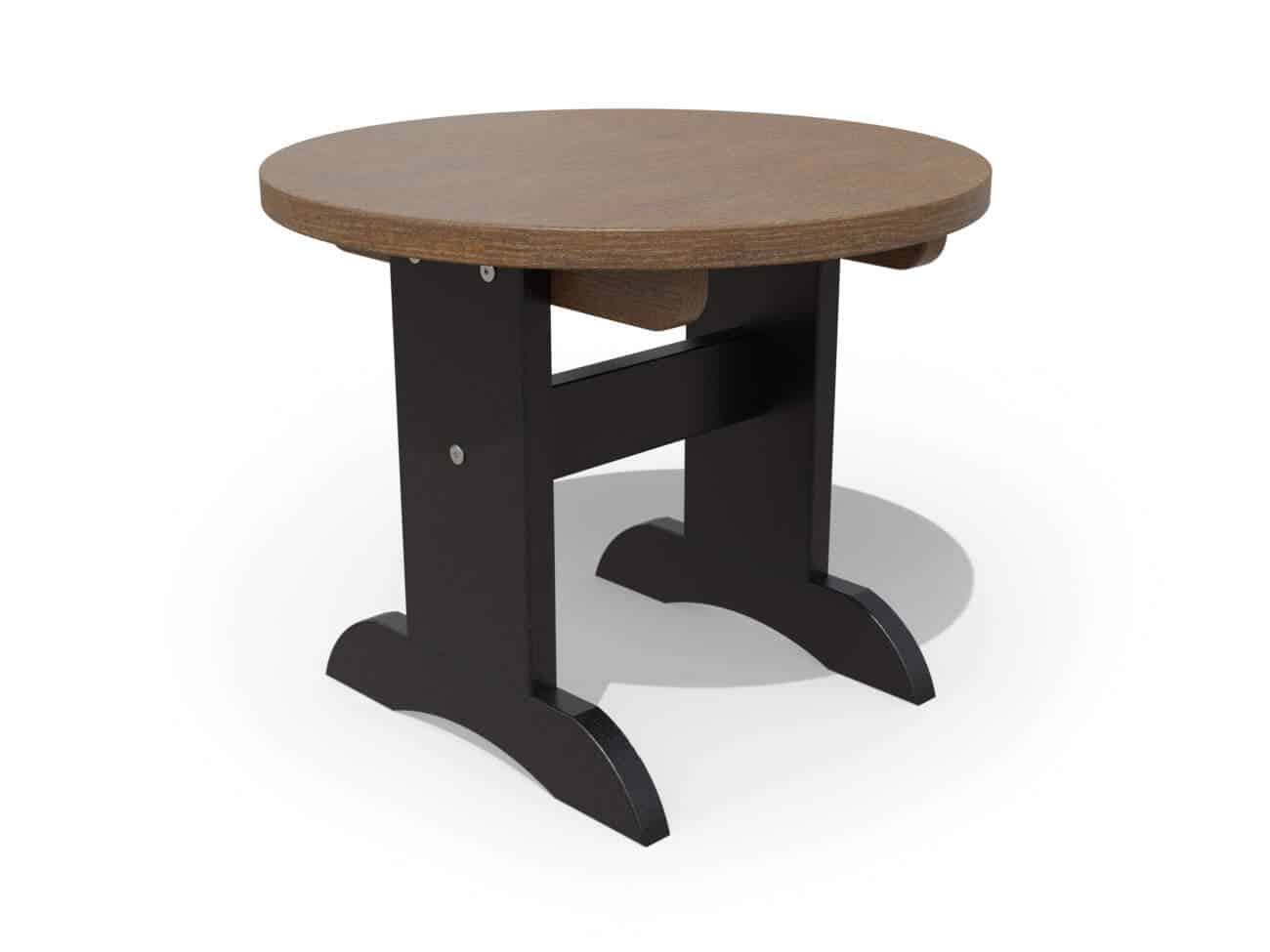 Round end table poly wood grain