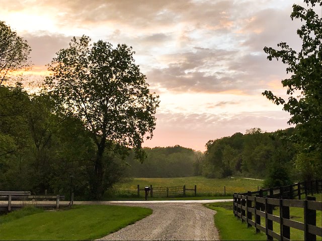 sunrise at cabin in oldenburg indiana